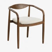 Eetkamerstoel In Acaciahout En Bouclé Stof Mallory Acacia Bruin - Sklum