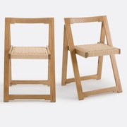 Set van 2 klapstoelen, eiken en touw, Donna