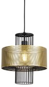 Design hanglamp goud met zwart 30 cm - Tess Design E27 cilinder / rond rond Binnenverlichting Lamp