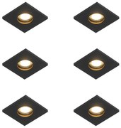 Set van 6 Moderne badkamer inbouwspot zwart - Doku GU10 IP54 Lamp
