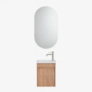 Narek Zwevend Houten Badkamermeubelset Met Geïntegreerde Wastafel Ash Brown & Ovaal Met Opbergruimte Zwart 50x90 Cm Oricsa & Geborsteld - Sklum