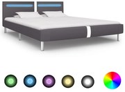 vidaXL Bedframe met LED kunstleer grijs 160x200 cm