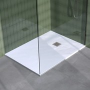 Brauer Asteroid douchevloer 90x120cm mineraalmarmer wit mat