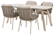 Taste by 4 Seasons Puglia tuinset latte met Manolo tafel met geprint keramisch blad 180 cm Tuinset   taupe weerbestendig