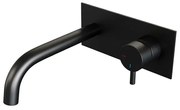 Brauer Black Edition Wastafelmengkraan inbouw - gebogen uitloop links - hendel kort smal - afdekplaat - model B 1 - mat zwart 5-S-004-B5