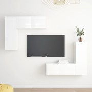 vidaXL 4-delige Tv-meubelset spaanplaat hoogglans wit