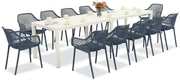 King Double/Aria tuinmeubelset wit en blauw voor 12 personen Bica