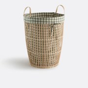 Bamboe wasmand, voering met ruitjesprint, MONOA