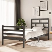 vidaXL Bedframe massief grenenhout grijs 90x200 cm