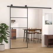 vidaXL Schuifdeur 90x205 cm aluminium en ESG-glas zwart