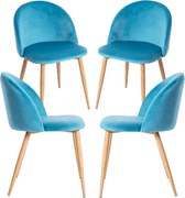 Set 4 Vint Fluwelen Stoelen