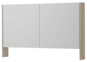 INK SPK3 Spiegelkast - 120x14x74cm - 2 deuren - dubbelzijdige Spiegel - open planchet - schakelaar en stopcontact - MFC Ivoor eiken 1110280