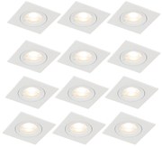 Buitenlamp Set van 12 inbouwspots wit vierkant GU10 50mm IP44 - Xena Modern GU10 IP44 Buitenverlichting Lamp