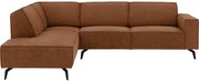 Goossens Hoekbank Hercules bruin, microvezel, 3-zits, modern design met ligelement links