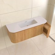 Lambini Designs Eleganza rond badmeubel 120cm acacia met ribbelfront en wastafel zonder kraangat