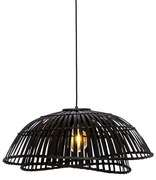 Oosterse hanglamp zwart bamboe 62 cm - PuaOosters E27 rond Binnenverlichting Lamp