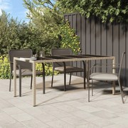 vidaXL Tuintafel 190x90x75 cm gehard glas en poly rattan beige