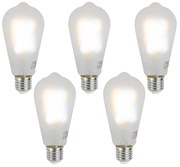 Set van 5 Smart E27 dimbare LED lampen ST64 mat 7W 806 lm 2700-6500K