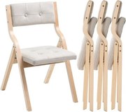 VEVOR Opvouwbare tuinstoel met gevoerd kussen en houten frame, set van 4, moderne eetkamerstoel voor keuken, kantoor, feest, keukenstoel, draagvermogen tot 180 kg (per stuk), opvouwbaar, beige + wit, ruimtebesparend