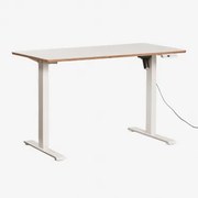 Elektrisch Verstelbaar Rechthoekig Bureau Met Geheugenfunctie Van Hout En Ijzer Serpi Wit Hout & ↔︎ 120 Cm & Wit - Sklum