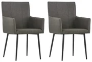 vidaXL Eetkamerstoelen 2 st met armleuningen stof taupe