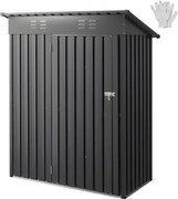 VEVOR Metalen Gereedschapsschuur, Gereedschapsschuur met Afsluitbare Deur en 2 Ventilatiesleuven, Tuinschuur voor Buitenopslag voor Achtertuin, Tuin, Terras, Fiets, 1533 x 876 x 1815 mm