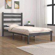 vidaXL Bedframe massief grenenhout grijs 90x200 cm