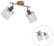 Design plafondspot brons met helder glas 2-lichts - Domo