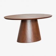 Ovale Eettafel 160-200x100 Cm Uitschuifbaar In Mdf En Fineer Gala Donker Hout - Sklum