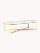 Ovale salontafel Antigua met glazen tafelblad in marmerlook