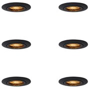 Set van 6 Inbouwspot zwart draai- en kantelbaar - Ude Honey GU10 Binnenverlichting Lamp
