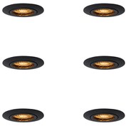 Set van 6 Inbouwspot zwart draai- en kantelbaar - Ude Honey