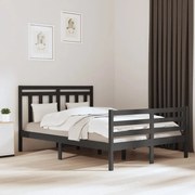 vidaXL Bedframe massief hout grijs 140x190 cm