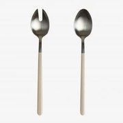 Set Van 2 Saladebestekken Van Roestvrij Staal Cressida Tapioca Beige - Sklum