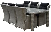 Ibiza Bergamo dining tuinset 240x100xH77 cm 7 delig wit verstelbaar