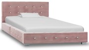 vidaXL Bedframe fluweel roze 90x200 cm