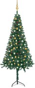 vidaXL Kunstkerstboom met LED's en kerstballen hoek 240 cm PVC groen