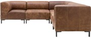 Goossens Excellent Hoekbank Marshall bruin, leer, 2 x 1,5-zits, urban industrieel