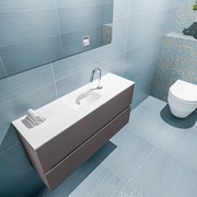 Mondiaz Ada 100cm toiletmeubel dark grey met wastafel talc midden 1 kraangat