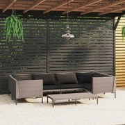 vidaXL 7-delige Loungeset met kussens poly rattan donkergrijs