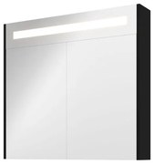 Proline Spiegelkast Premium met geintegreerde LED verlichting, 2 deuren 80x14x74cm Mat zwart 1809406