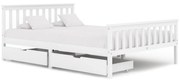 vidaXL Bedframe met 2 lades massief grenenhout wit 140x200 cm