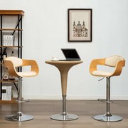 vidaXL Barstoelen 2 st gebogen hout en kunstleer crème