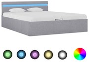 vidaXL Bedframe met opbergruimte en LED stof lichtgrijs 140x200 cm