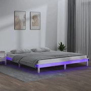 vidaXL Bedframe LED massief hout wit 160x200 cm