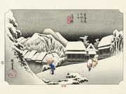 Kunstdruk Hokusai - Kanbara Night Snow, Katsushika Hokusai