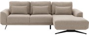 Goossens Excellent Bank Princess Met Elektrisch Uitschuifbaar Zitvlak bruin, stof, 2,5-zits, elegant chic met chaise longue rechts