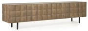 Eleonora Felix Tv-meubel Mangohout Met Vierkantjes 214 Cm - 214x41.5x54cm.