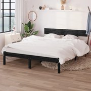 vidaXL Bedframe massief grenenhout zwart 120x190 cm UK Small Double