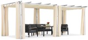 Barbados terraspergola 3x6 m met Garden Point gordijnen wit en beige